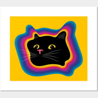 Black cat on LSD Posters and Art